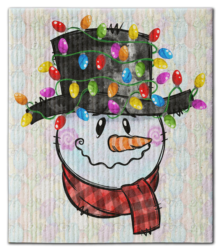 Snowman w/Lights Dishcloth - CJ Bella Co.
