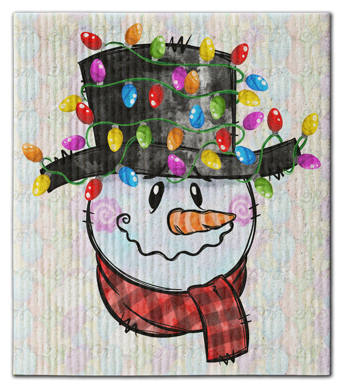 Snowman w/Lights Dishcloth