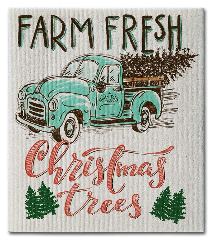 Farm Fresh Aqua Truck Dishcloth