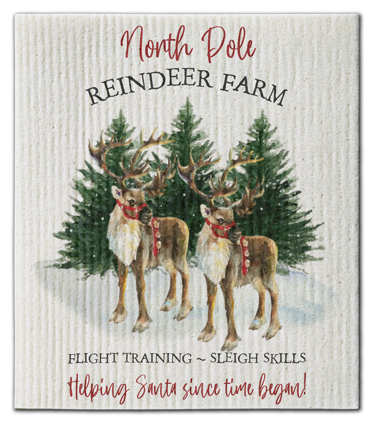 Reindeer North Pole Reindeer Farm Dishcloth