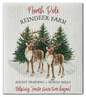 Reindeer North Pole Reindeer Farm Dishcloth