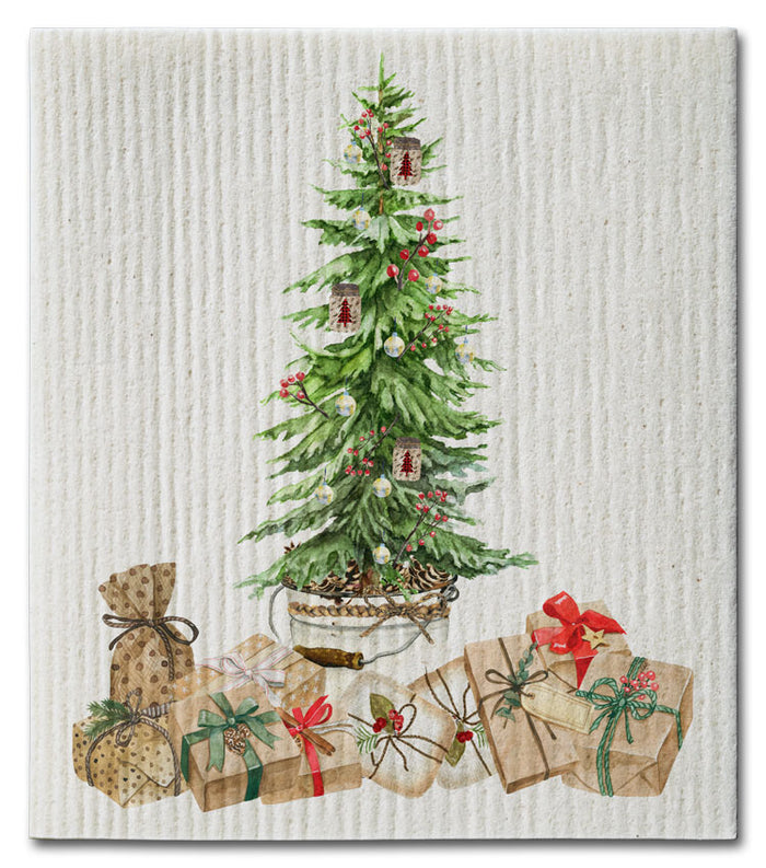 Christmas Tree in a Pail Dishcloth