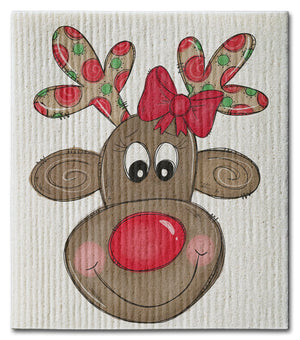 Smiling Reindeer Dishcloth