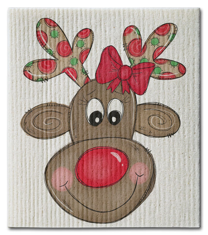 Smiling Reindeer Dishcloth