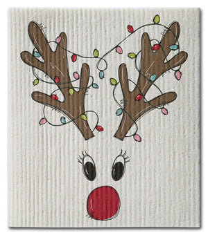 Reindeer with Lights Dishcloth