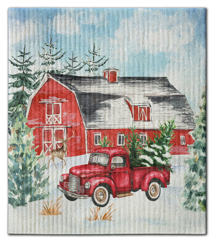 Barn & Truck Red Dishcloth