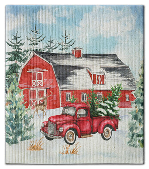 Barn & Truck Red Dishcloth