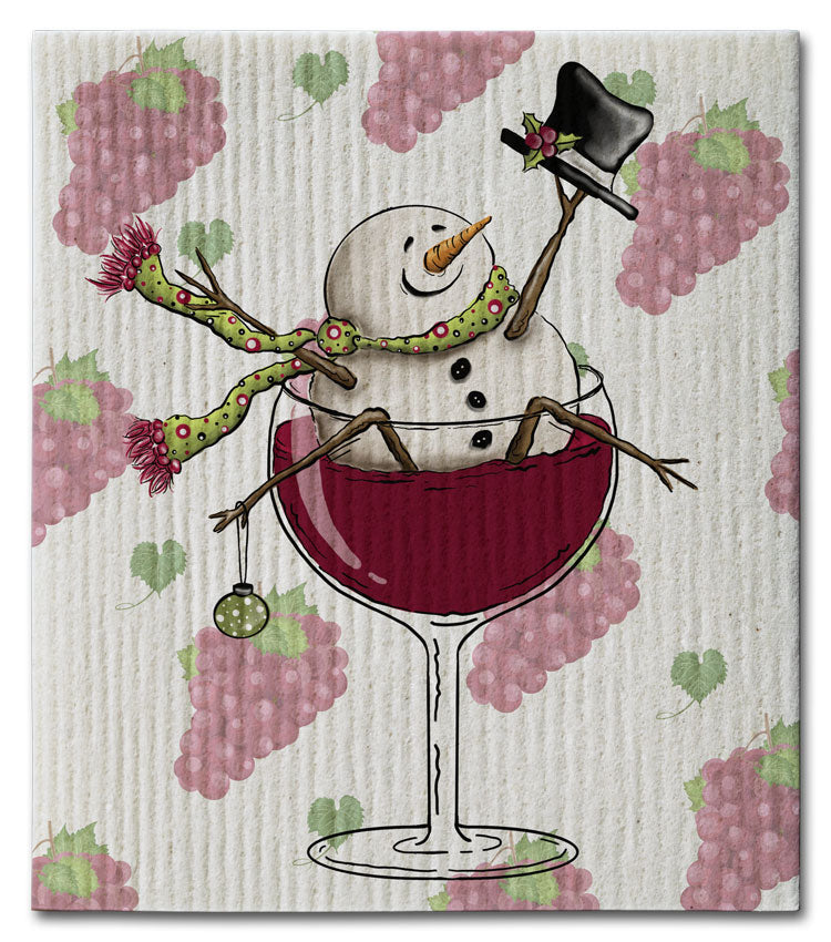 Snowman Wine Dishcloth