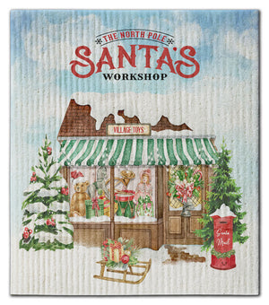 North Pole Santa's Workshop Dishcloth