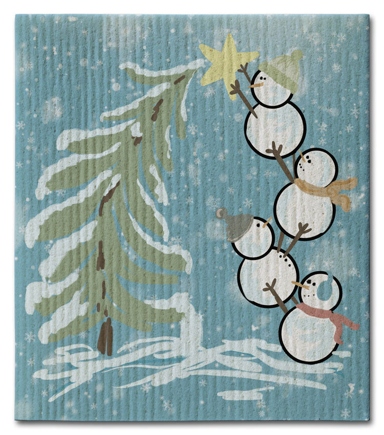 Snowmen with Tree/Star Dishcloth
