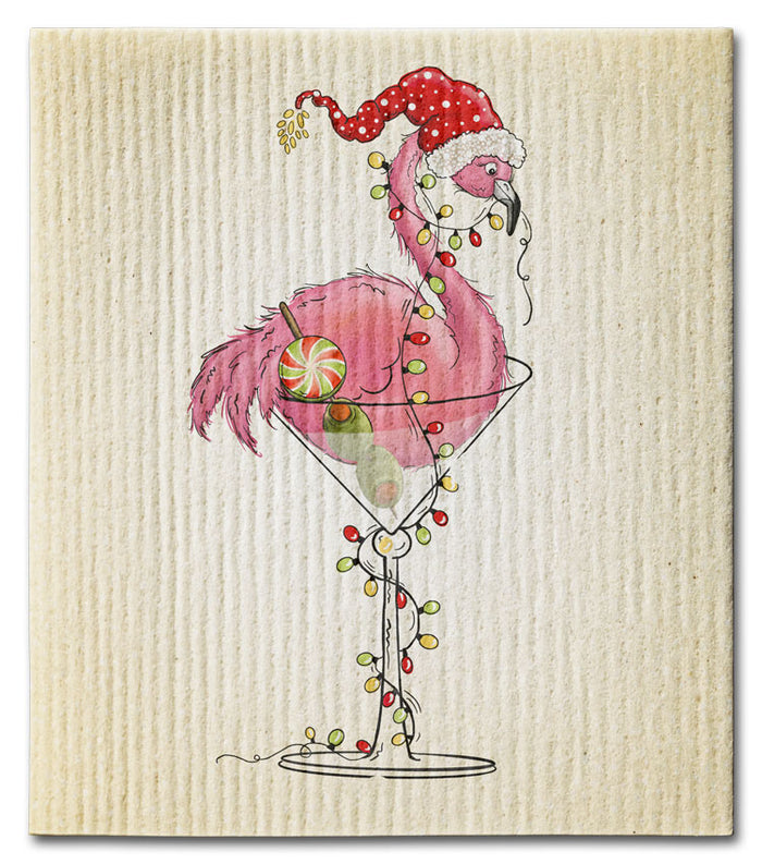 Flamingo Martini Dishcloth