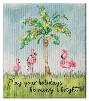 Flamingo (3) May Your Holidays Dishcloth
