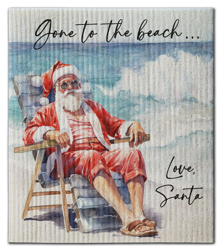 Santa Gone To The Beach Dishcloth