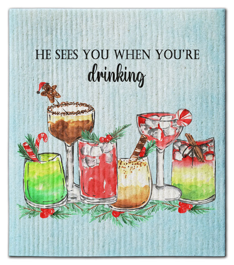 He Sees You When You're Drinking Dishcloth - CJ Bella Co.