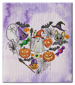 Halloween Heart Dishcloth