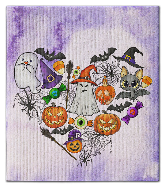 Halloween Heart Dishcloth