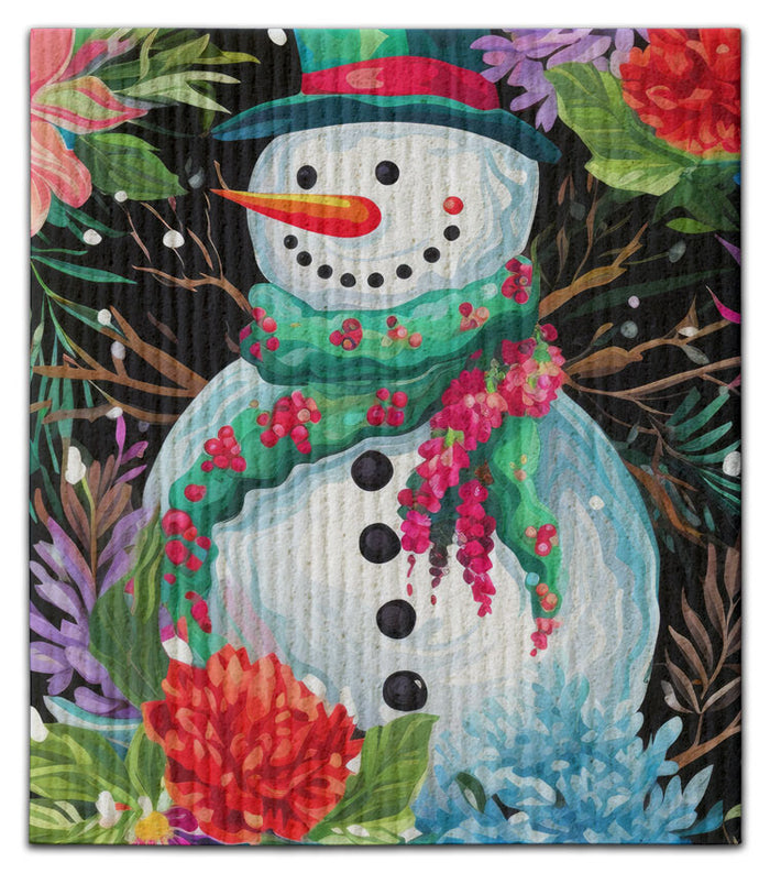 Snowman w/Flowers Dishcloth