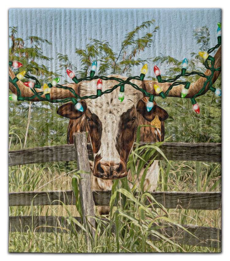 Steer w/Lights Dishcloth