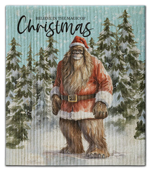 Bigfoot Claus Dishcloth