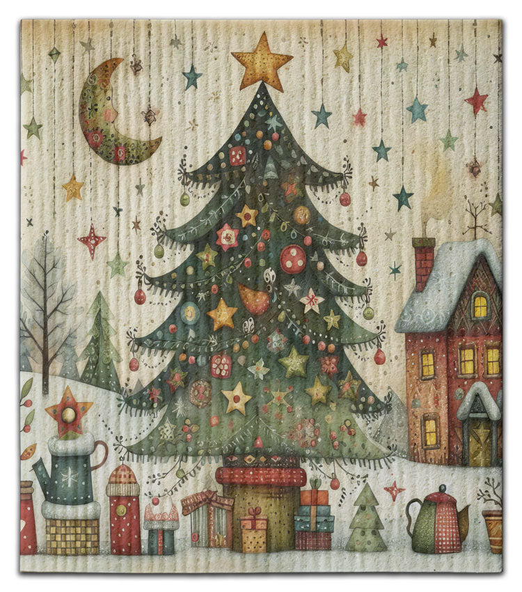 Folkart Tree Dishcloth