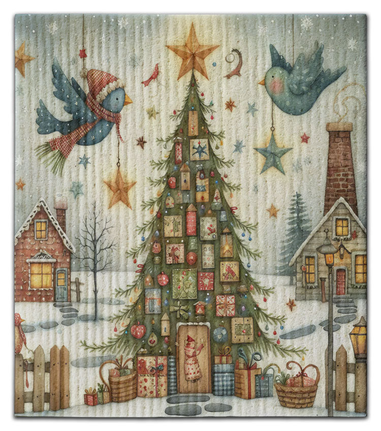 Bluebirds & Tree Dishcloth - CJ Bella Co.