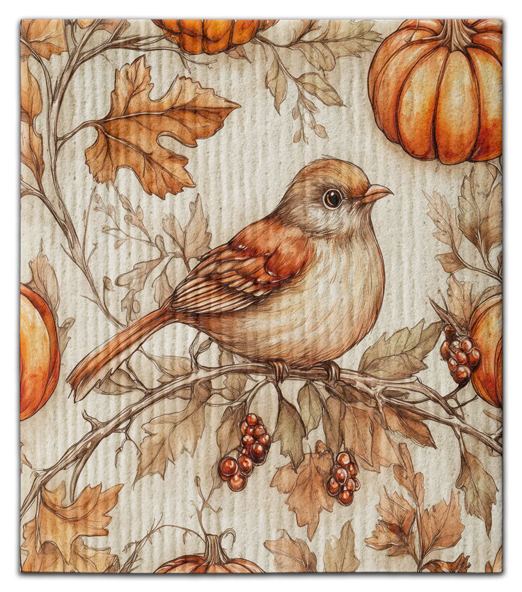 Sparrow & Pumpkins Eco-Friendly Dishcloth - CJ Bella Co.