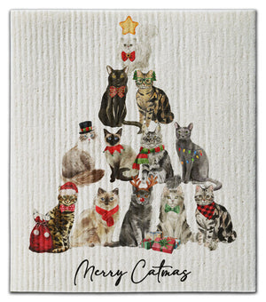 Merry Catmas Eco-Friendly Dishcloth