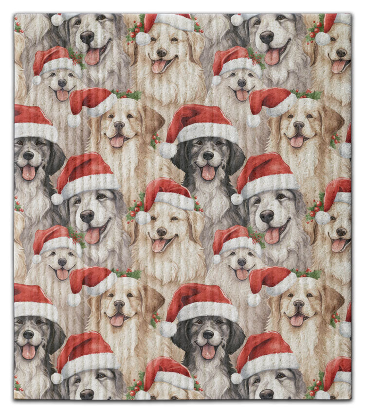 Dogs in Santa Hats Eco-Friendly Dishcloth