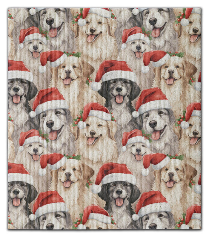 Dogs in Santa Hats Eco-Friendly Dishcloth