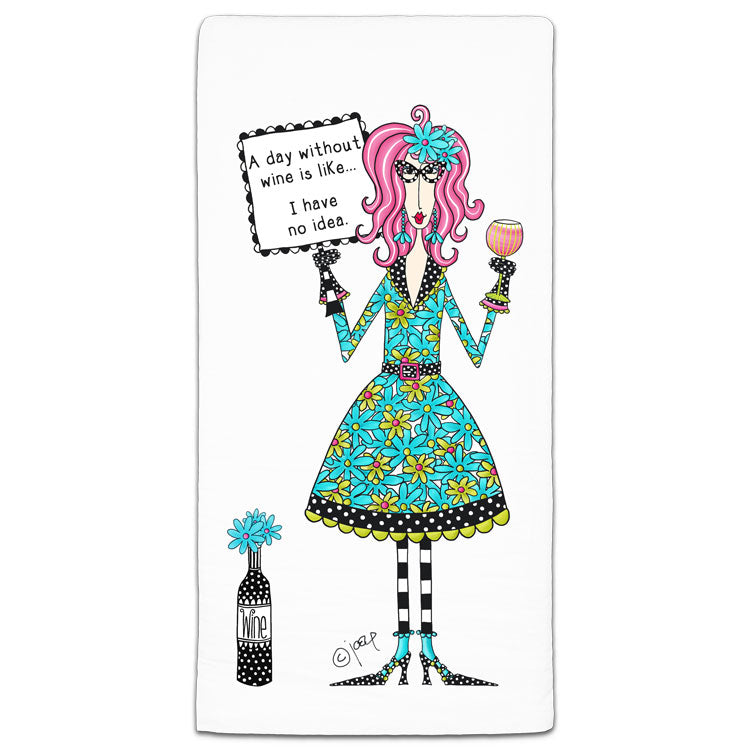 "A Day Without Wine" Dolly Mama's by Joey Flour Sack Towel - CJ Bella Co.