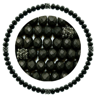 Stackin' Stones Single Bracelet - Black & Silver Tones - CJ Bella Co.
