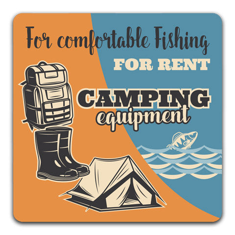 "Rent Camping Equipment" Coaster by CJ Bella Co