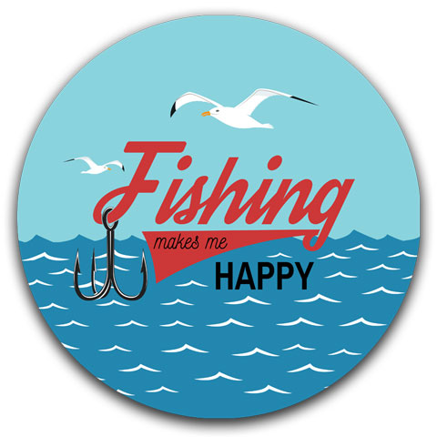 "Fishing Makes Me Happy" Car Coaster by CJ Bella Co