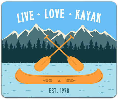 "Live Love Kayak" Mouse Pad by CJ Bella Co