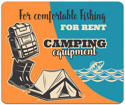 "Rent Camping Equipment" Mouse Pad by CJ Bella Co