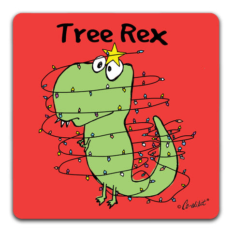 "Tree Rex" Drink Coaster by Co-edikit