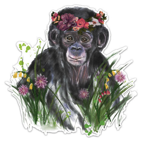 "Monkey With Flower Crown" Vinyl Decal by CJ Bella Co