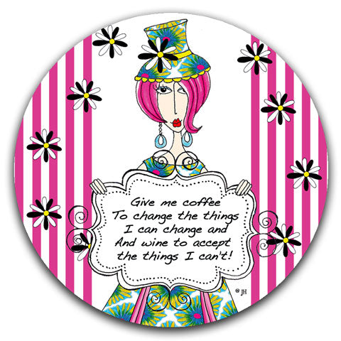 "Give Me Coffee" Dolly Mama's by Joey Car Coaster - CJ Bella Co.