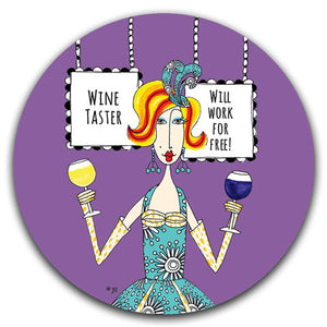 "Wine Taster" Dolly Mama's by Joey Car Coaster - CJ Bella Co.