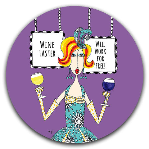 "Wine Taster" Dolly Mama's by Joey Car Coaster