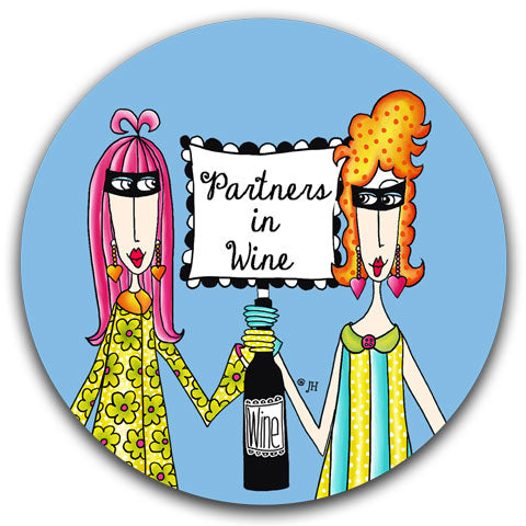 "Partners In Wine" Dolly Mama's by Joey Car Coaster