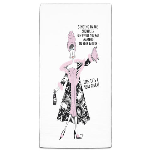 "Singing in the Shower" Dolly Mama's by Joey Flour Sack Towel - CJ Bella Co.