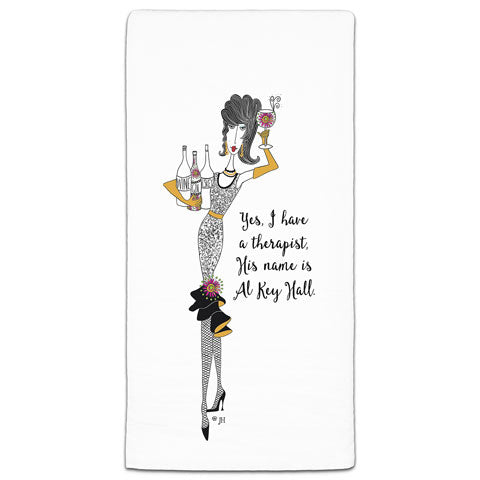 "Yes I Have a Therapist" Dolly Mama's by Joey Flour Sack Towel