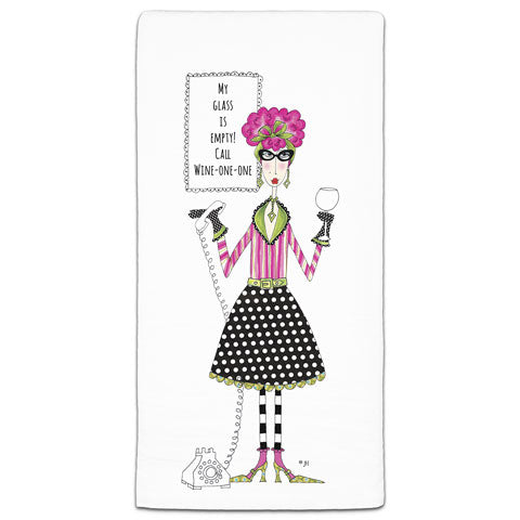 "My Glass is Empty" Dolly Mama's by Joey Flour Sack Towel - CJ Bella Co.