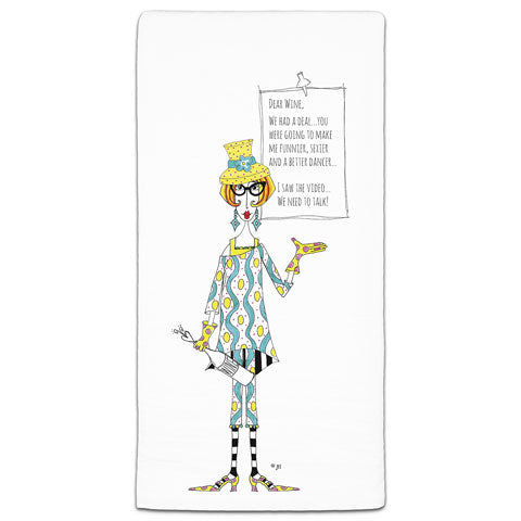 "Dear Wine" Dolly Mama's by Joey Flour Sack Towel - CJ Bella Co.