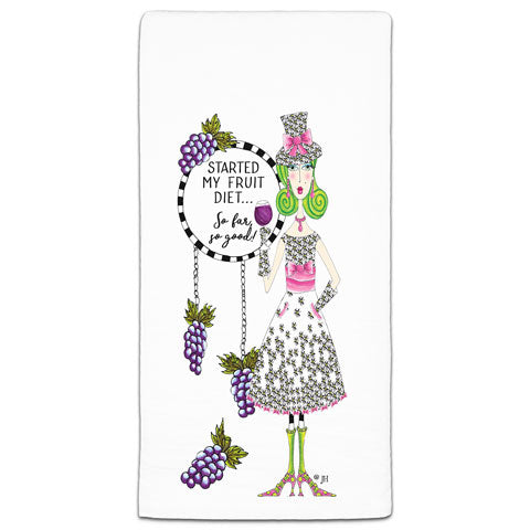 "Started My Fruit Diet" Dolly Mama's by Joey Flour Sack Towel