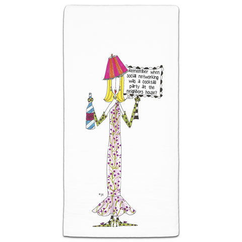 "Remember When Social Networking" Dolly Mama's by Joey Flour Sack Towel