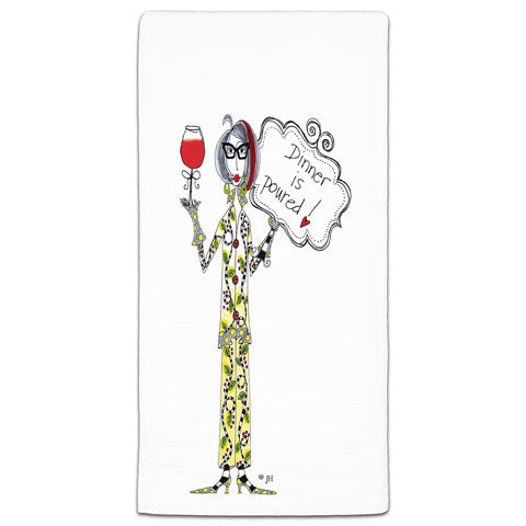 "Dinner is Poured!" Dolly Mama's by Joey Flour Sack Towel