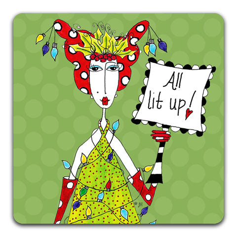 "All Lit Up" Dolly Mama's by Joey Drink Coaster