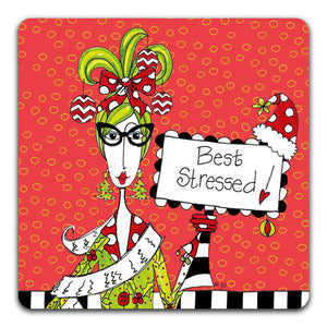"Best Stressed" Dolly Mama's by Joey Drink Coaster